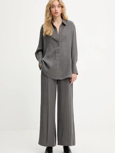 Брюки Answear.lab с высокой посадкой серые