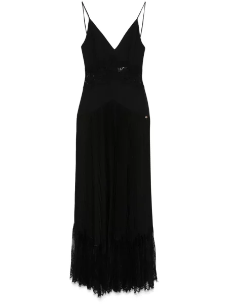 Rochie midi Nissa din dantelă până la genunchi de costum negru