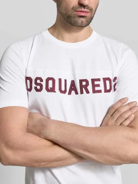 T-shirt Slim Fit z czystej bawełny Dsquared2 biała