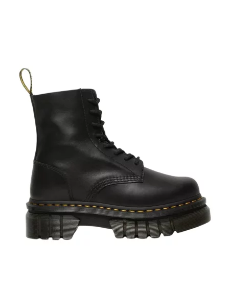 Lekkie botki Dr. Martens skórzane na płaskim obcasie czarne