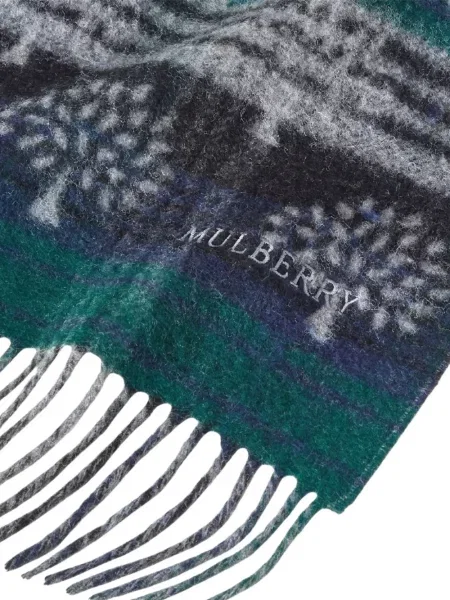 Žakardinis šalikas Mulberry su kutais žalia