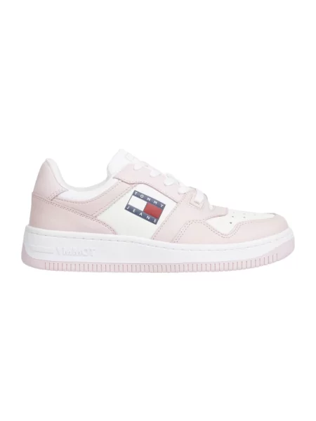 Sneakersy Tommy Jeans skórzane retro różowe