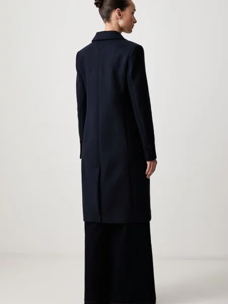 Tommy Hilfiger elegancki płaszcz z wełną granatowy