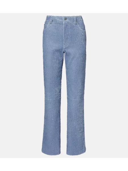 Pantaloni Loewe din piele cu picior lat albastru