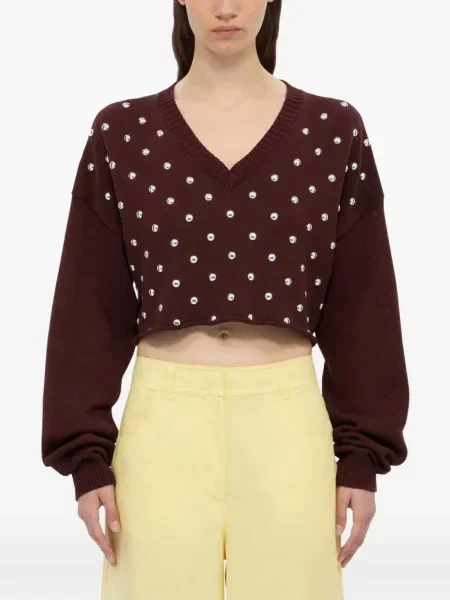 Pulover Msgm cu decolteu în V cu tepi maro