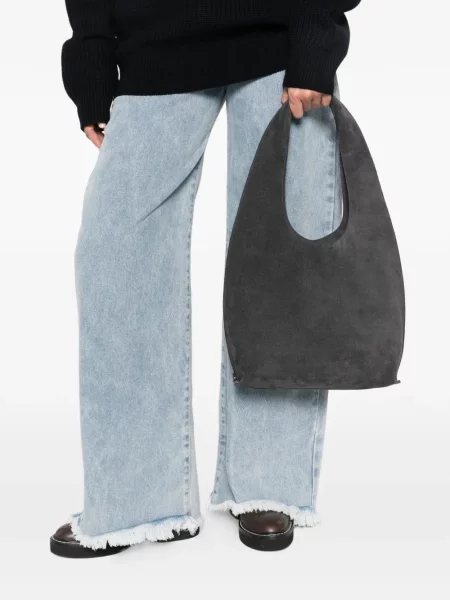 Geantă shopper A.p.c. din piele de căprioară gri