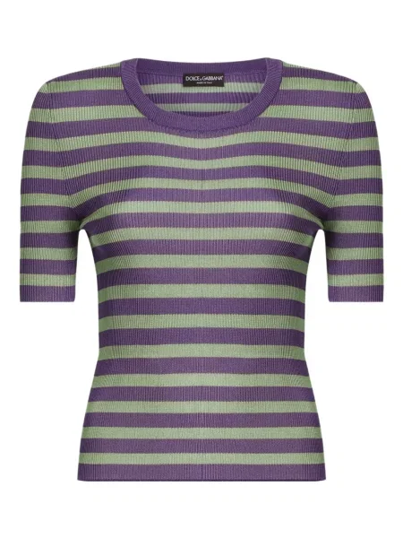 Top Dolce & Gabbana cu dungi tricotate verde