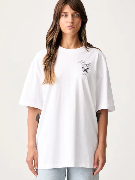 HUGO Blue tricou pentru femei din Oversized alb