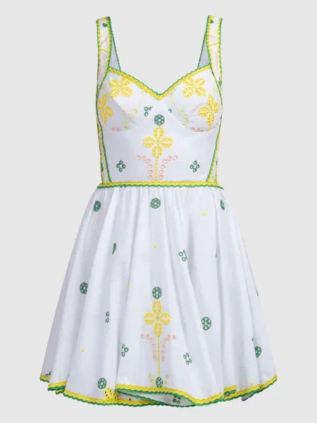 Сукня міні Zinca з вишивкою бродері Charo Ruiz біла