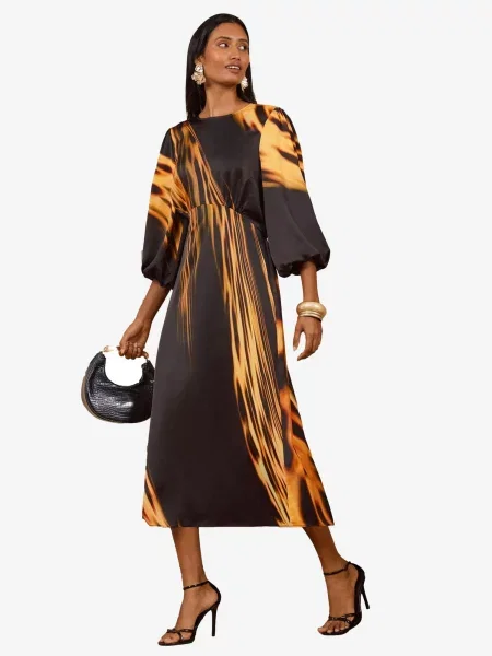 Love & roses Rochie portocaliu / portocaliu deschis negru