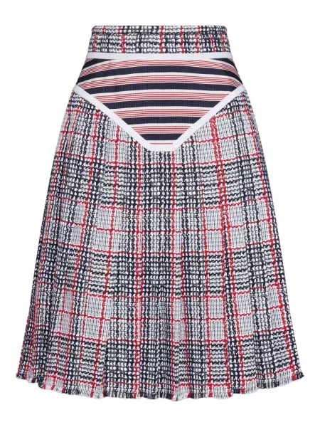 Fustă midi Thom Browne cu dungi până la genunchi alb