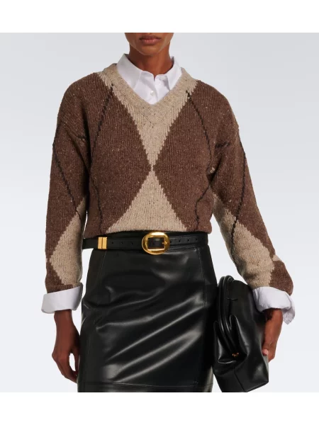 Pulover Altuzarra de lână cu model argyle maro