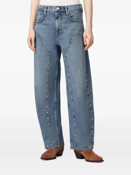 Blugi conici Allsaints cu talie înaltă albastru