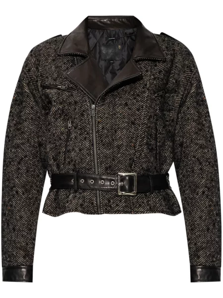 Geacă R13 cu model herringbone biker negru