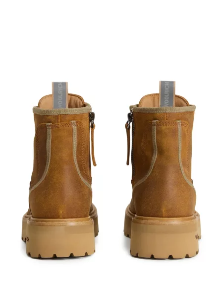 Botine Woolrich cu șireturi cu platformă din dantelă maro
