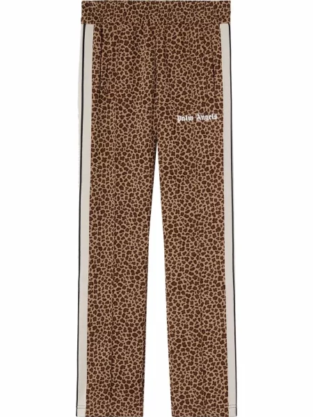 Leopardí kalhoty Palm Angels béžové