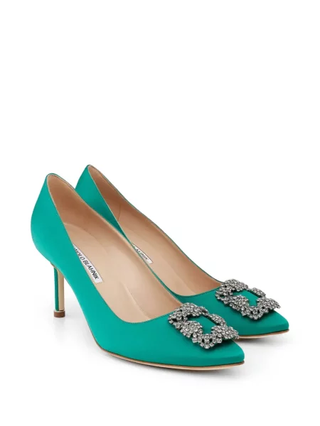 Pantofi cu toc Manolo Blahnik cu cataramă verde