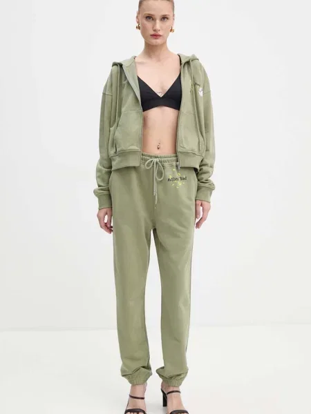 Moschino Jeans bluza dziecięca z kapturem z nadrukiem zielony