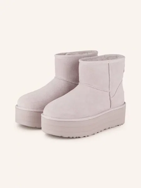 Klasické mini kotníkové boty Ugg na platformě fialové