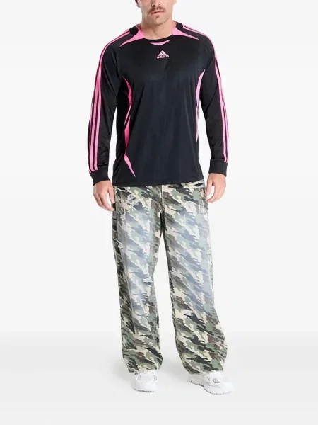 Футбол тениска с дълъг ръкав Adidas на райета мъниста бяло