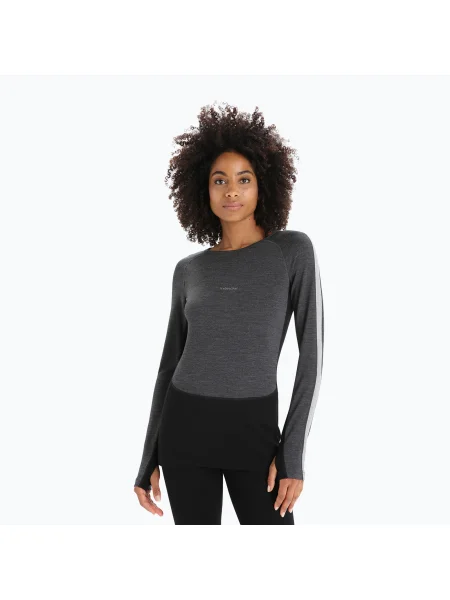 Női termoaktív pulóver icebreaker ZoneKnit jet hthr/black/metro hthr/cb ZoneKnit fekete