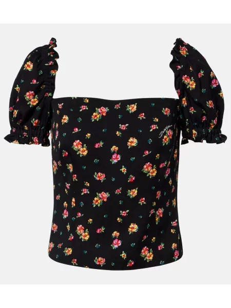 Top Dolce&gabbana de mătase cu model floral negru