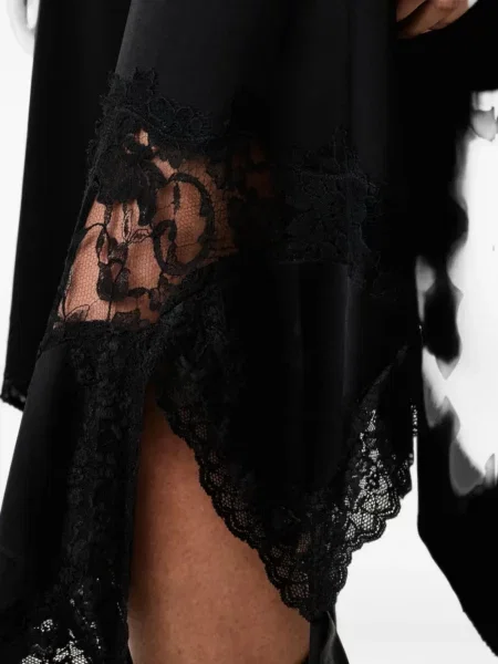 Nėriniuota midi suknelė Vetements su petnešėlėmis aplink kaklą juoda