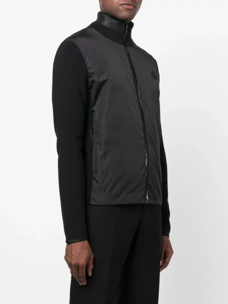 Плетена жилетка Moncler Grenoble с автограф черно