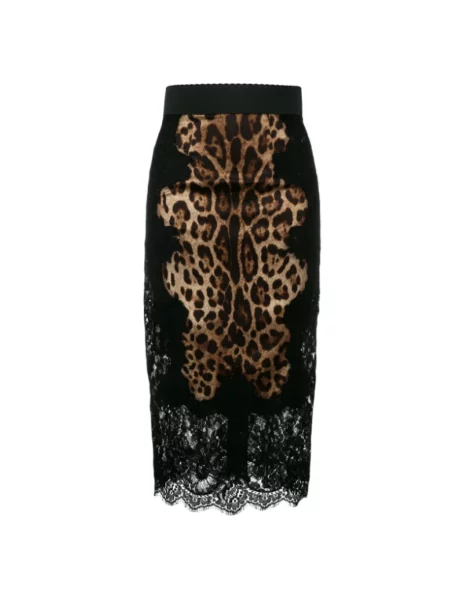 Spódnica Dolce And Gabbana w panterkę ze spandexu czarna