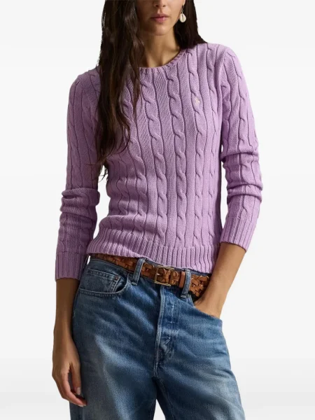Cămașă Polo Ralph Lauren cu decolteu rotund violet