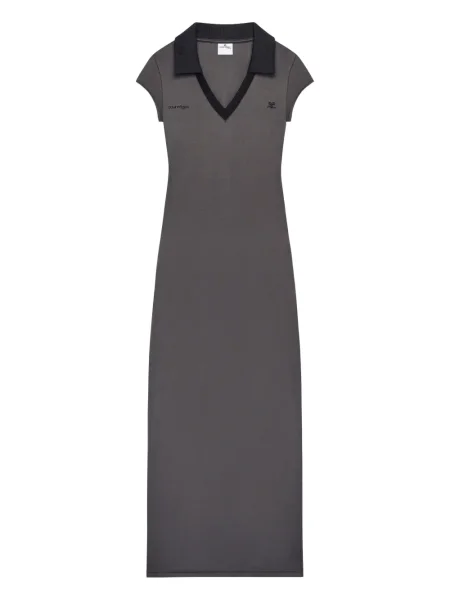 Maksi sukienka maxi Courreges garniturowa szara