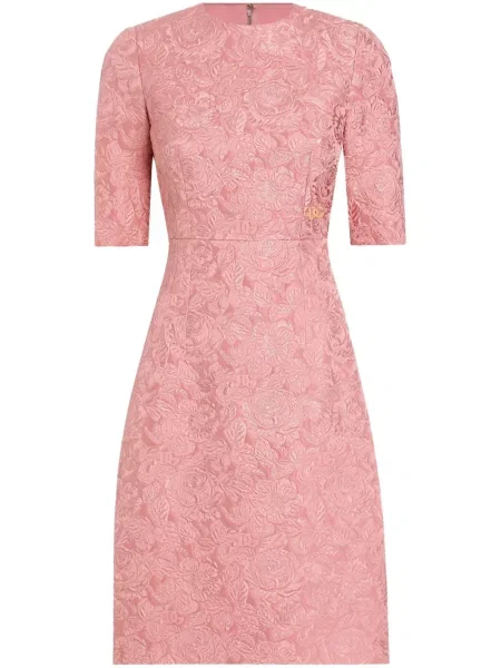 Rochie midi Dolce & Gabbana cu model floral din jacard până la genunchi roz