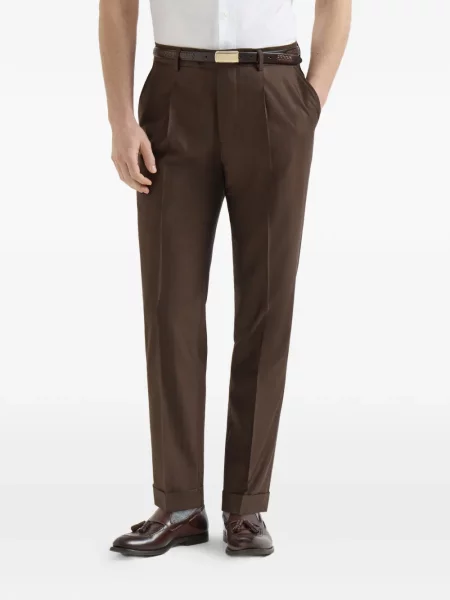 Pantaloni Brunello Cucinelli de lână maro