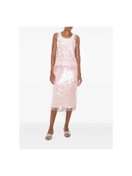 Sukienka maxi Tory Burch z cekinami różowa