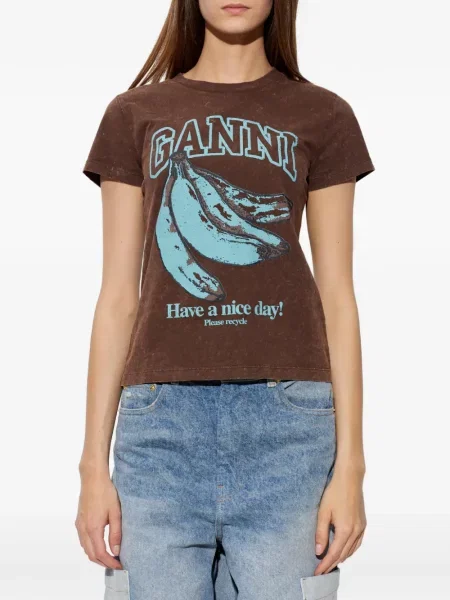 Tricou Ganni cu imagine maro