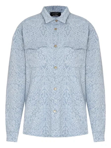 Cămașă Amir Slama cu model floral din jacard albastru