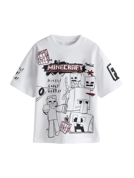 Next Tričko Minecraft slivková / čierna biela