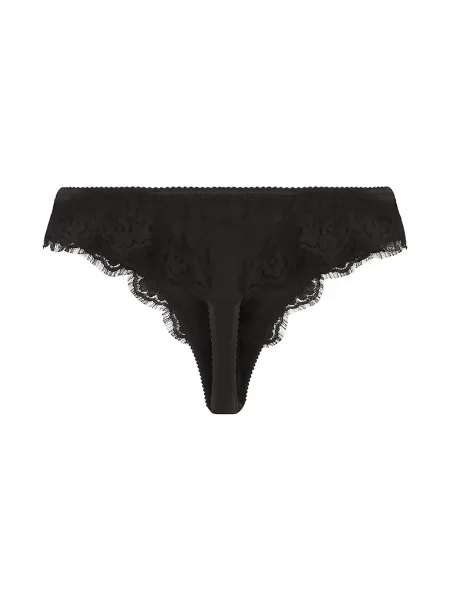 Květinové krajkové kalhotky string Dolce & Gabbana černé