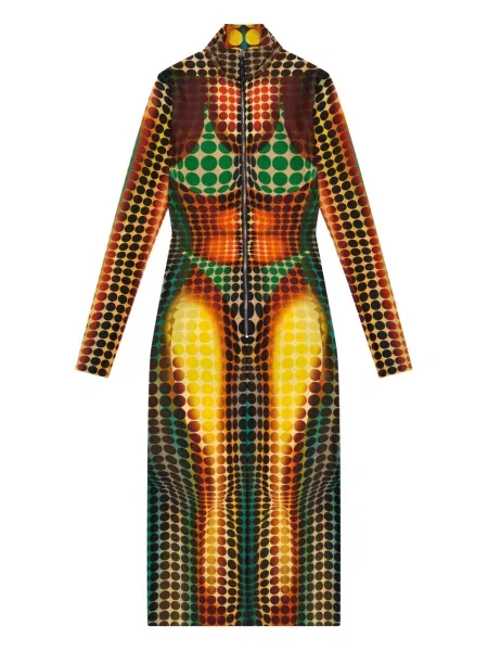Sukienka midi Jean Paul Gaultier do kolan garniturowa żółta