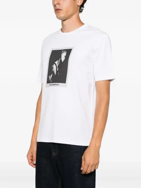 Tricou Emporio Armani cu imagine alb