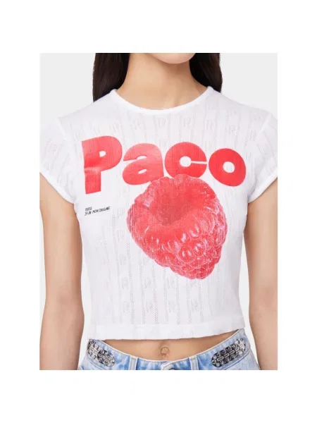 Krótka koszulka Paco Rabanne biała