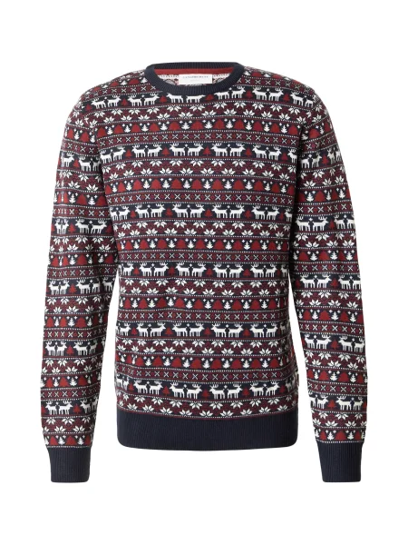 Lindbergh Svetr Christmas tmavě modrá / tmavě červená bílá