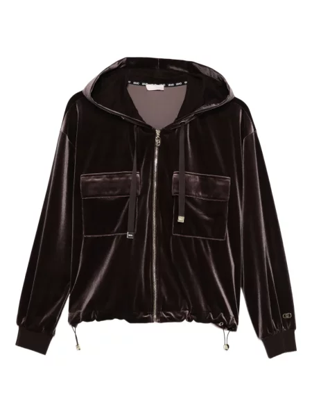 Aksamitna bluza z kapturem Liu Jo brązowa