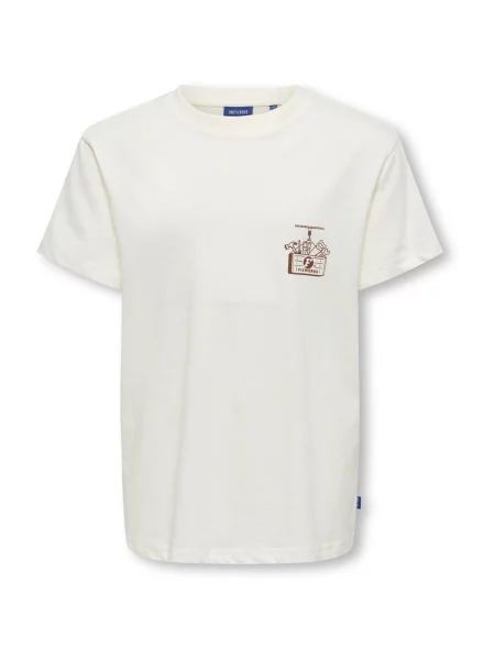 Only & Sons Junior Tricou OSJALFI FIX WORKS maro închis alb