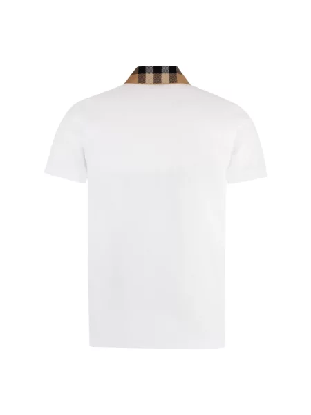 Koszulka polo Burberry w kratę z kołnierzem biała