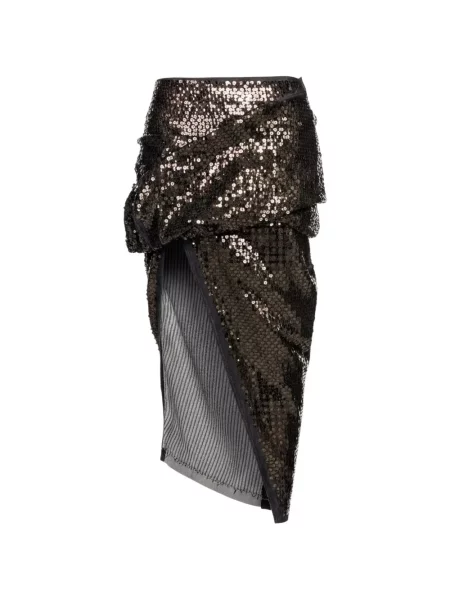 Fustă midi Rick Owens cu paiete drapată negru