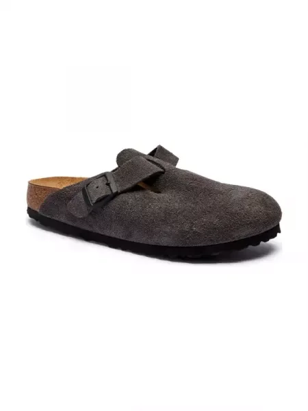 Birkenstock De piele mules încălțăminte Boston LEVE gri