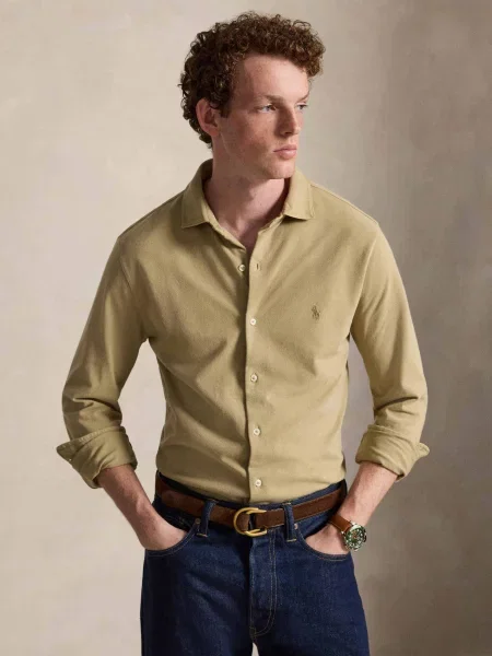 POLO RALPH LAUREN Cămașă weathered mesh bej