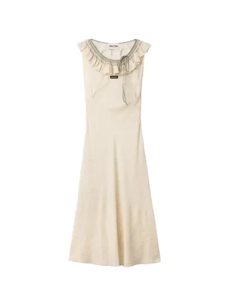 Rochie Miu Miu cu broderie din crep