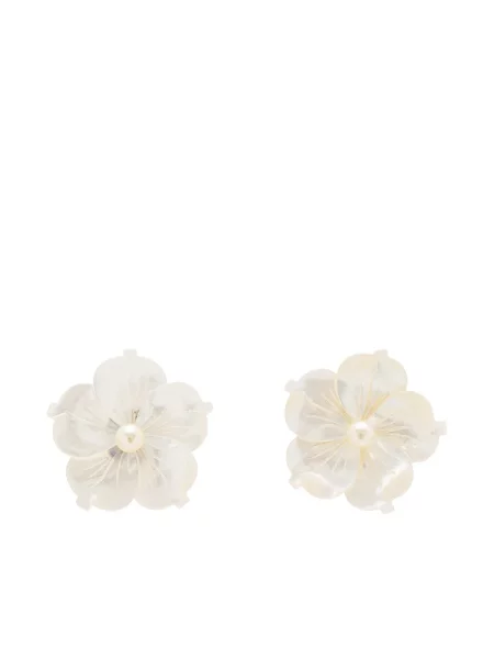 Cercei Jennifer Behr cu perle cu model floral alb